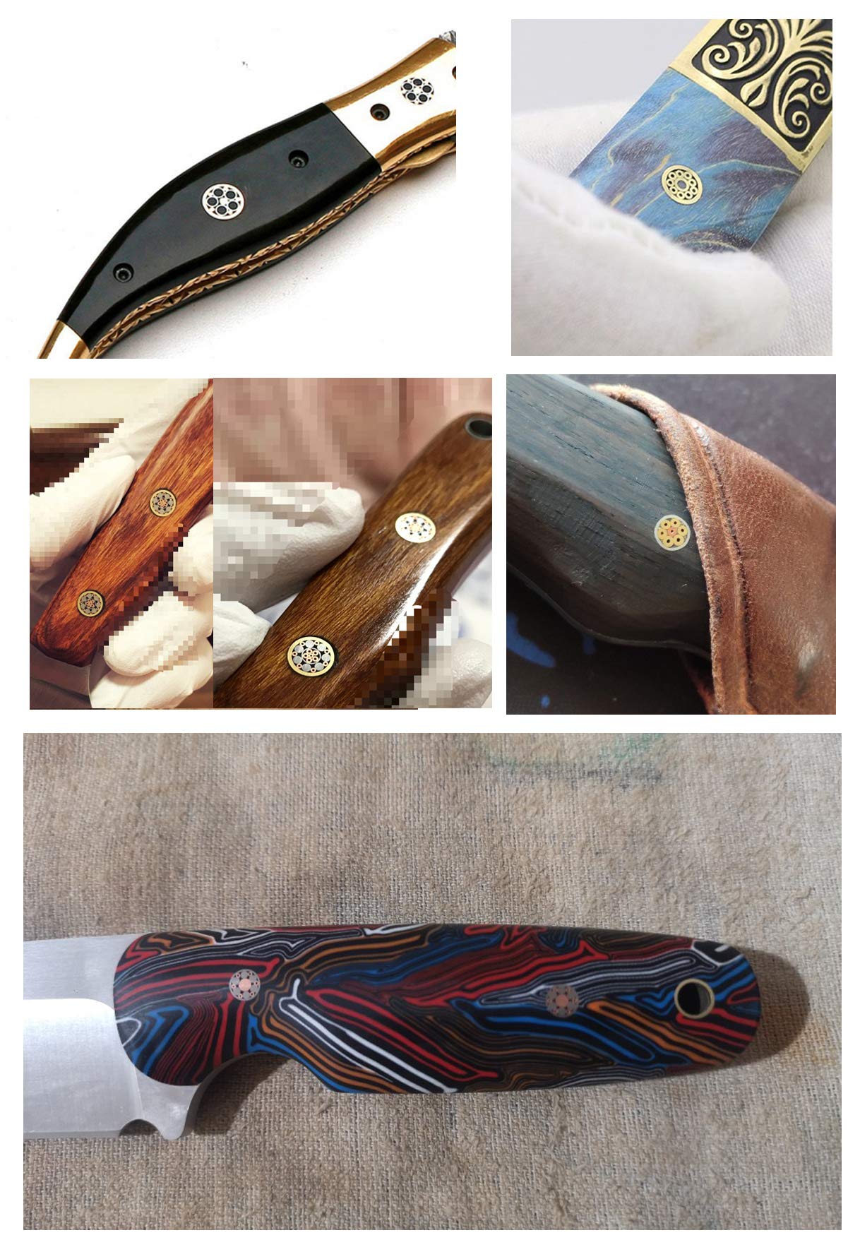 HAISDA Mosaic Pins for Knife Handle - Custom Knife Scales & Grips - 9.5cm (5mm) EDC Pocket Hunting Folding Knife Pivot Pins - Perfect for DIY Knife Making, Blade Repair & Tactical Gear Customization