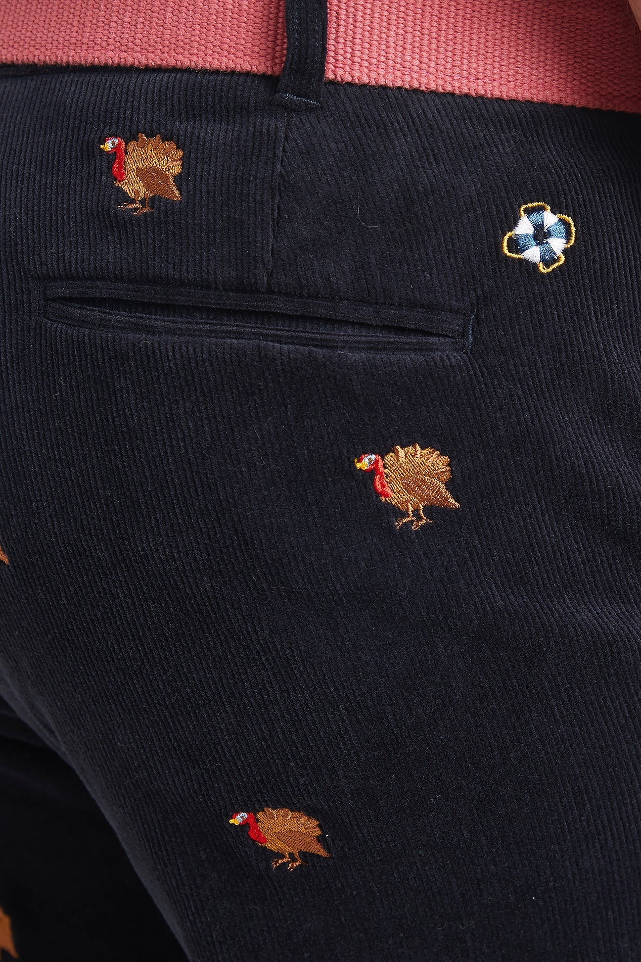 Beachcomber Corduroy Pants for Men - Nantucket Navy with Turkey Print | Comfortable & Stylish Casual Wear for Beach Outings & Fall Fashion