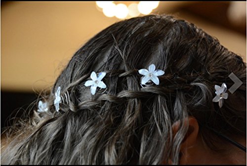 White Flower Hair Pins Twister Coil Set of 8 - Elegant Hair Accessories for Weddings, Parties, and Everyday Styling