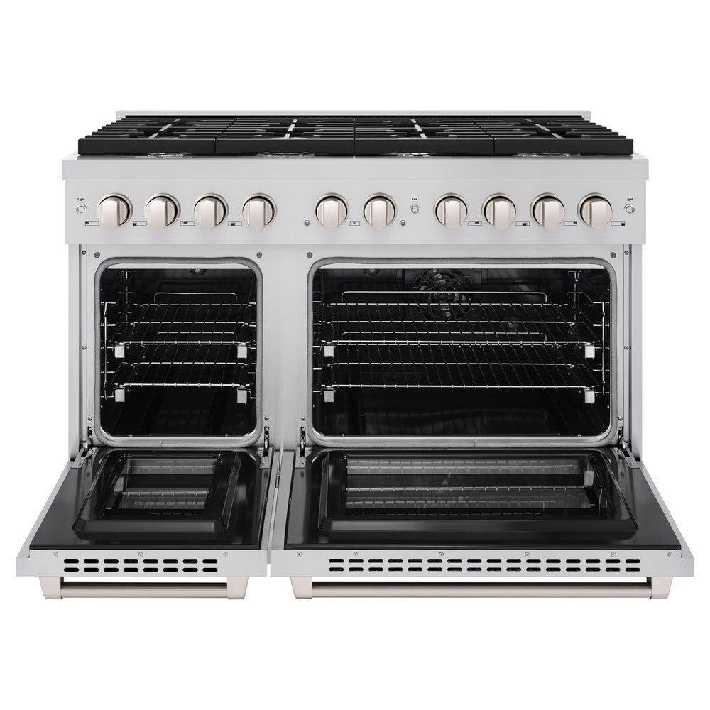 ZLINE 48-inch 6.7 cu.ft Stainless Steel Dual Fuel Range - 8 Burner Gas Cooktop & Double Oven (Model SDR48) | Professional Kitchen Appliance for Home Chefs & Large Family Cooking