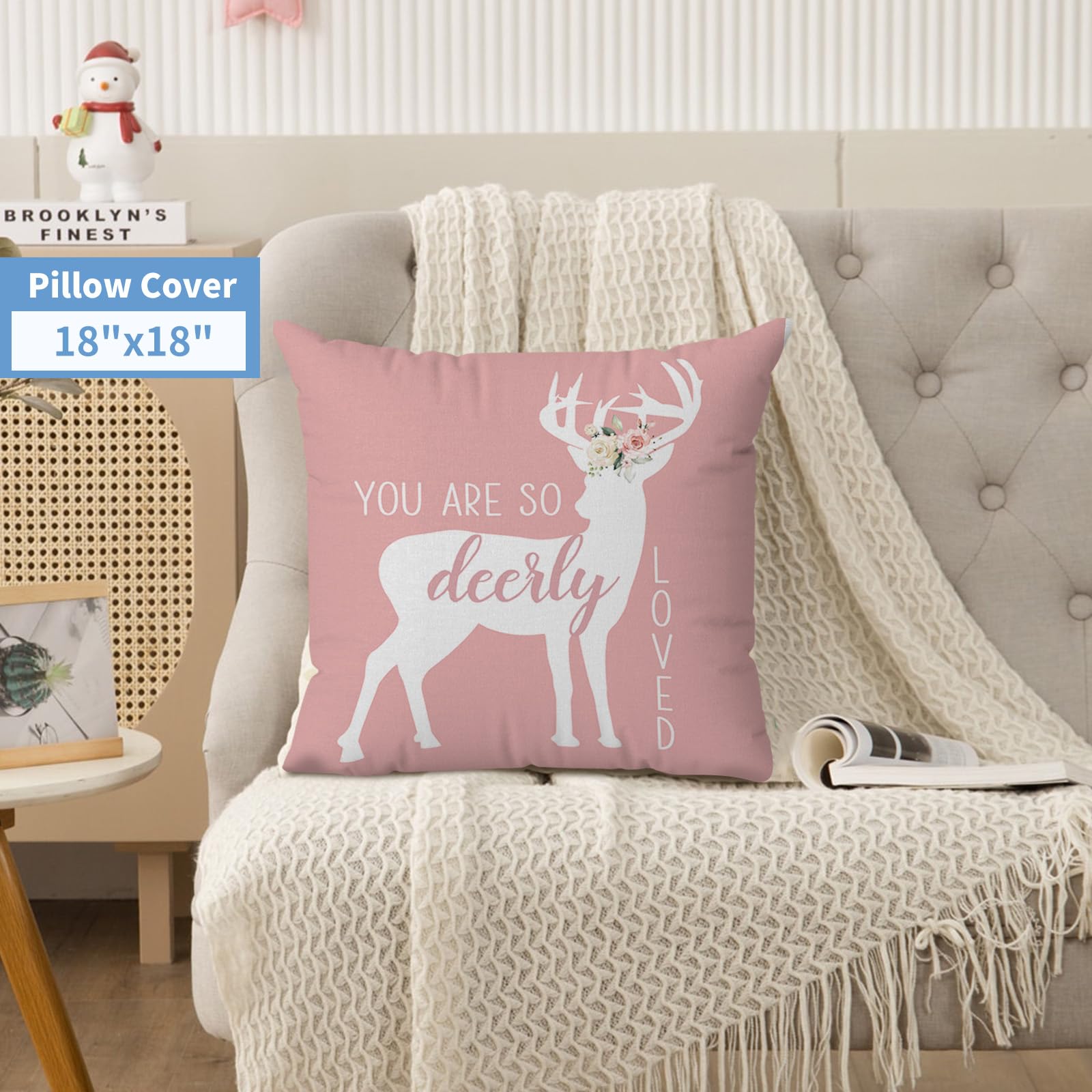 Personalized 5-Piece Baby Crib Bedding Set with Name - Pink Woodland Deer Nursery Set for Baby Girls | Custom Crib Sheets, Blanket & Decor | Perfect Baby Shower Gift & Nursery Essentials for Newborns & Toddlers