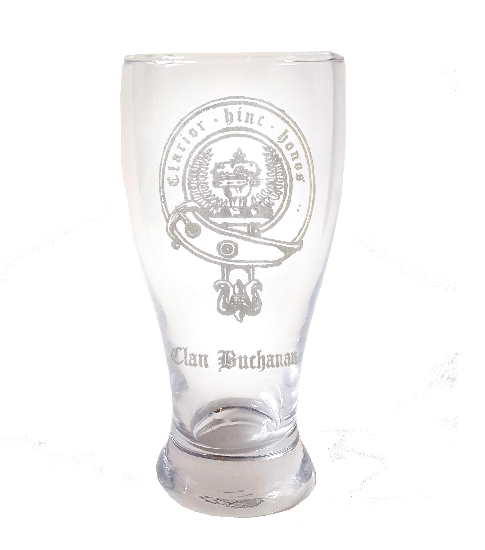 Clan Buchanan Scottish Crest Pint Glass Set of 4 - Personalized Engraved Family Crest Pub Beer Glasses for St. Patrick's Day, Scottish Weddings & Home Bar Decor