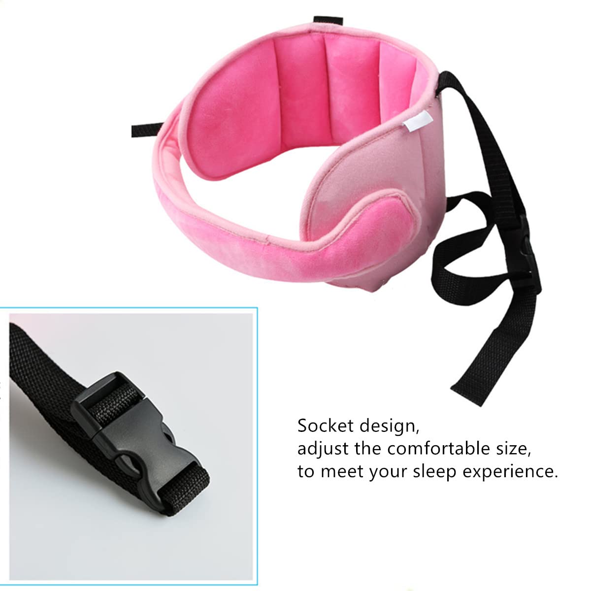 Adjustable Pink Car Seat Head Support Band for Infants and Babies - Safety Neck Relief for Comfortable Travel in Cars, Strollers, and High Chairs