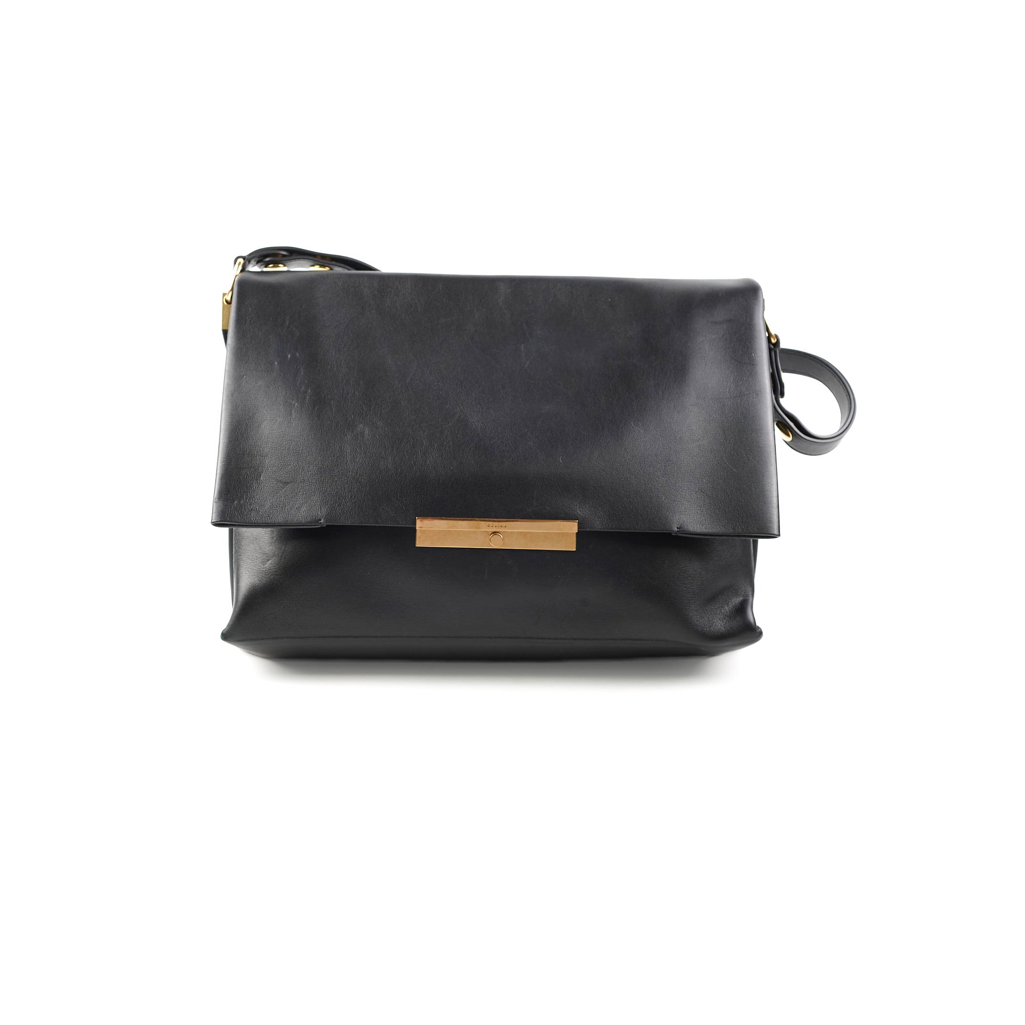 Celine Blade Leather Shoulder Bag for Women - Genuine Leather Crossbody Purse with Adjustable Strap, Black Handbag for Work, Travel & Evening Out