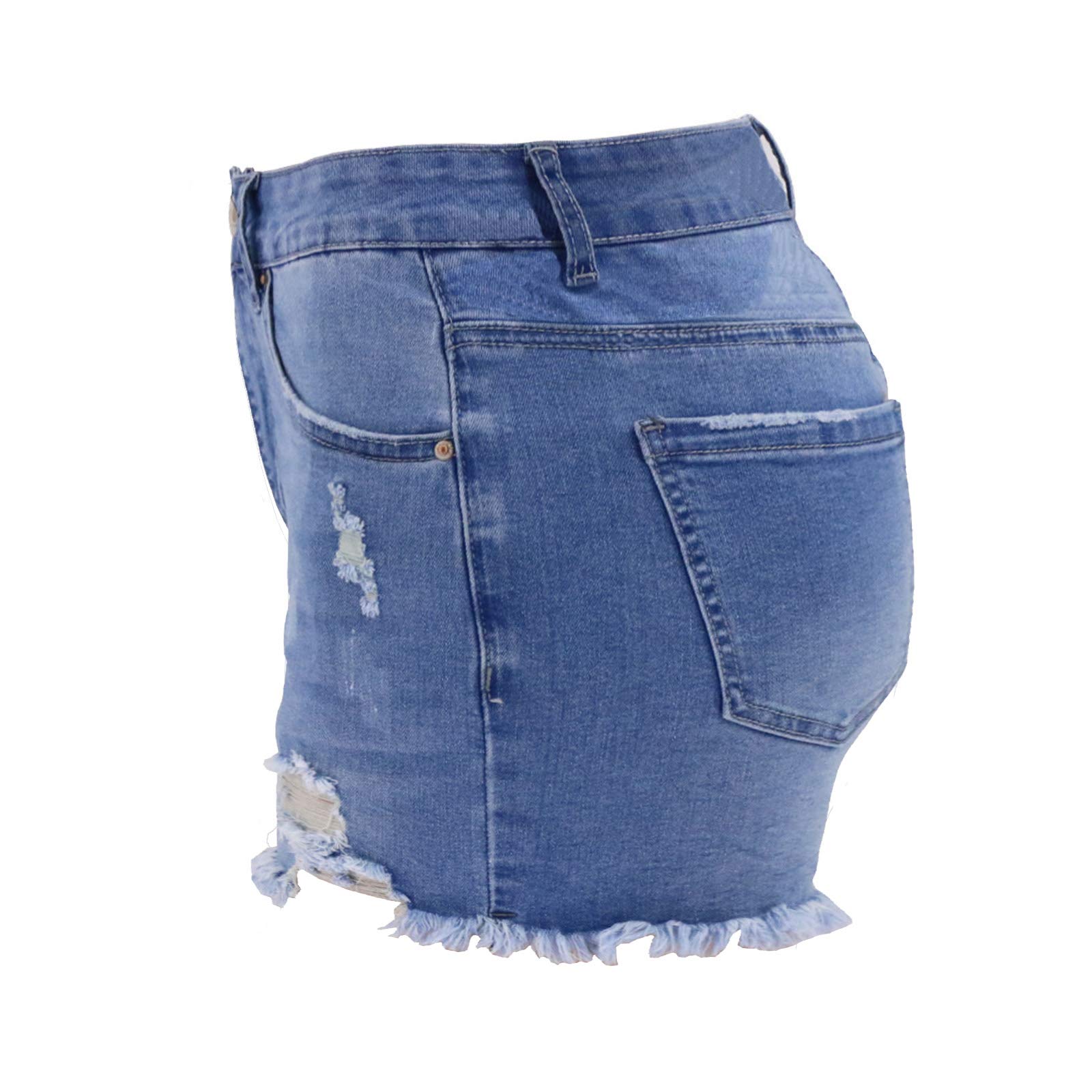 Atditama Women's Ripped Denim Shorts - Stretch Skinny Jean Shorts with Frayed Hem for Summer, Beach & Casual Wear | High Waist Distressed Shorts for Women