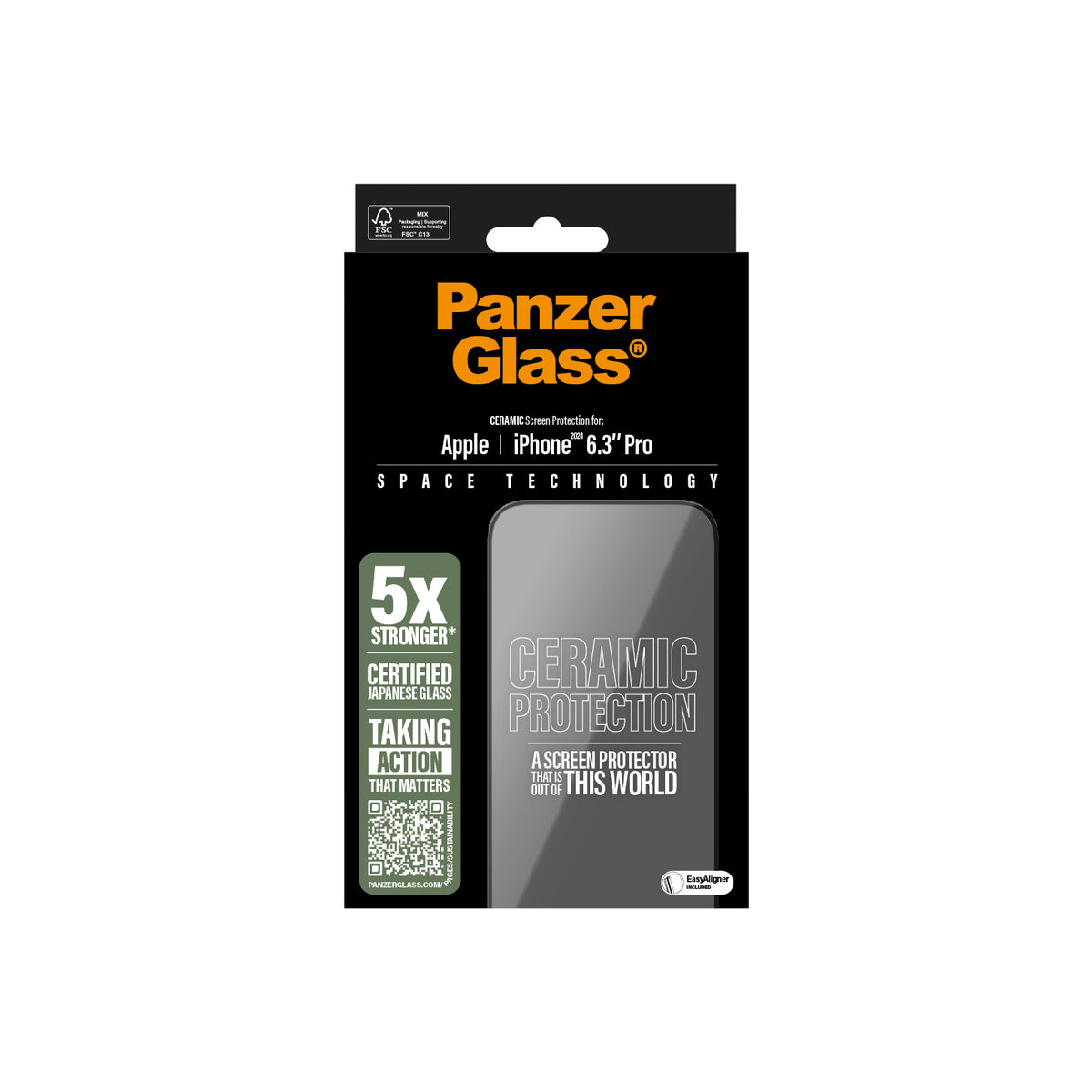 PanzerGlass UltraWide Fit Ceramic Screen Protector for iPhone 16 Pro - Shatterproof & Scratch-Resistant Protection for Everyday Use, Work & Outdoor Activities