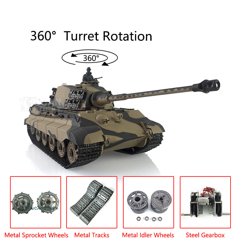 1/16 Henglong German King Tiger RC Tank - 7.0 Upgraded Version with 360° Rotating Turret, Metal Tracks & BB Shooting | Remote Control Military Vehicle for Adults & Collectors | Battle Simulation & Display Model