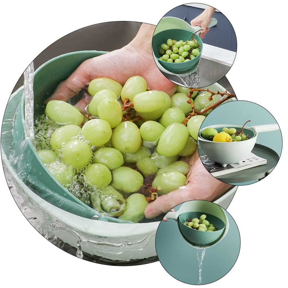 Stainless Steel Fruit and Vegetable Drain Basket with Handle - Kitchen Colander for Washing, Drying, and Storing Produce - Perfect for Salad Prep, Dish Draining & Countertop Organization