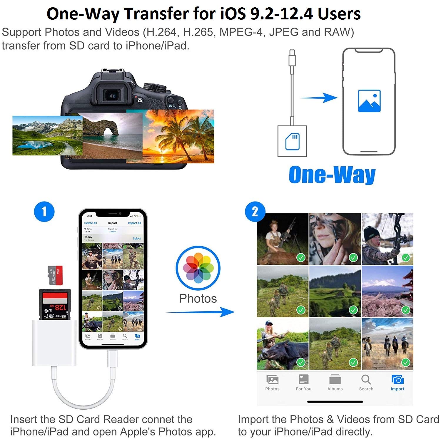 Apple MFi Certified Lightning to SD/TF Card Reader for iPhone - Dual Slot Memory Card Adapter Compatible with iPhone 14/13/12/11/XS/XR/X/8 - Plug & Play for Photo Backup & File Transfer
