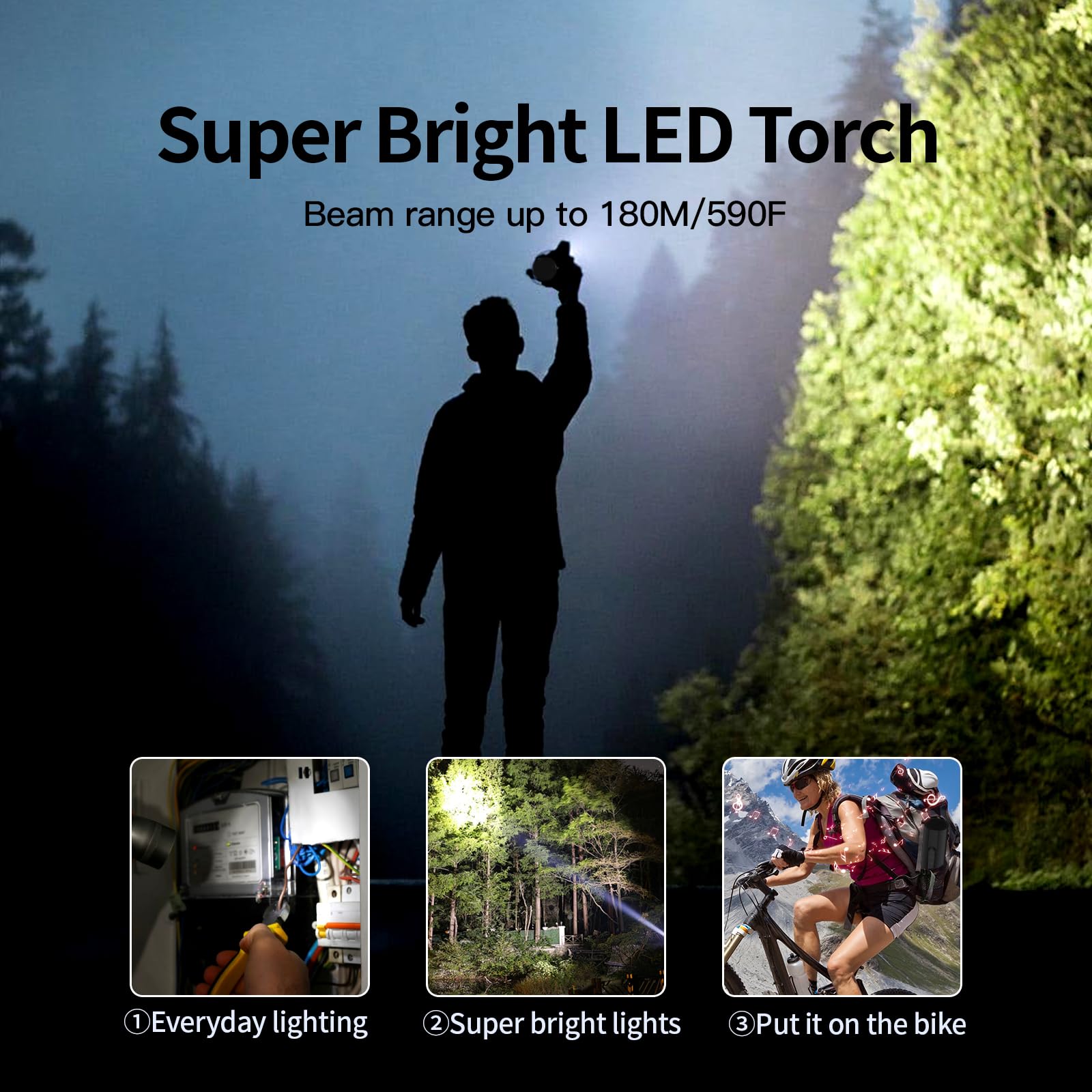 12W HD Sound Bluetooth Speaker with Bass, LED Flashlight, 48H Playtime, Portable Power Bank - Perfect for Office, Home, Outdoor, Travel, and Party Use (Black)