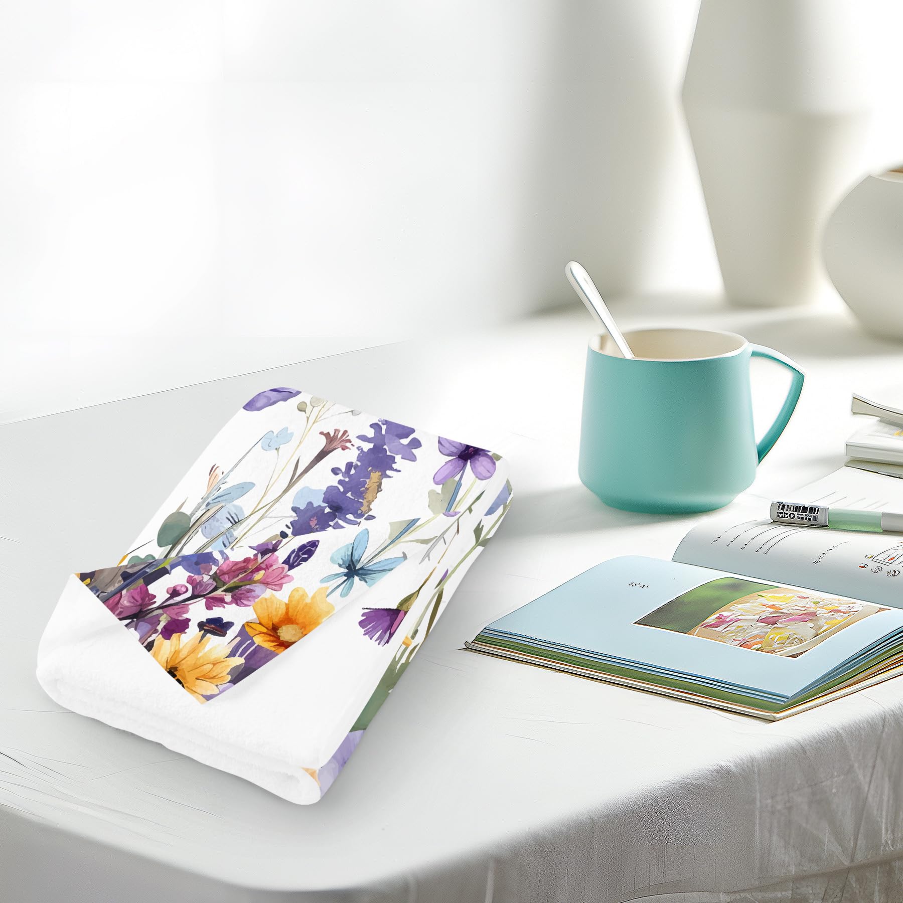 Floral Kitchen Towels Set of 2 - Absorbent & Quick Dry Microfiber Dish Towels (18