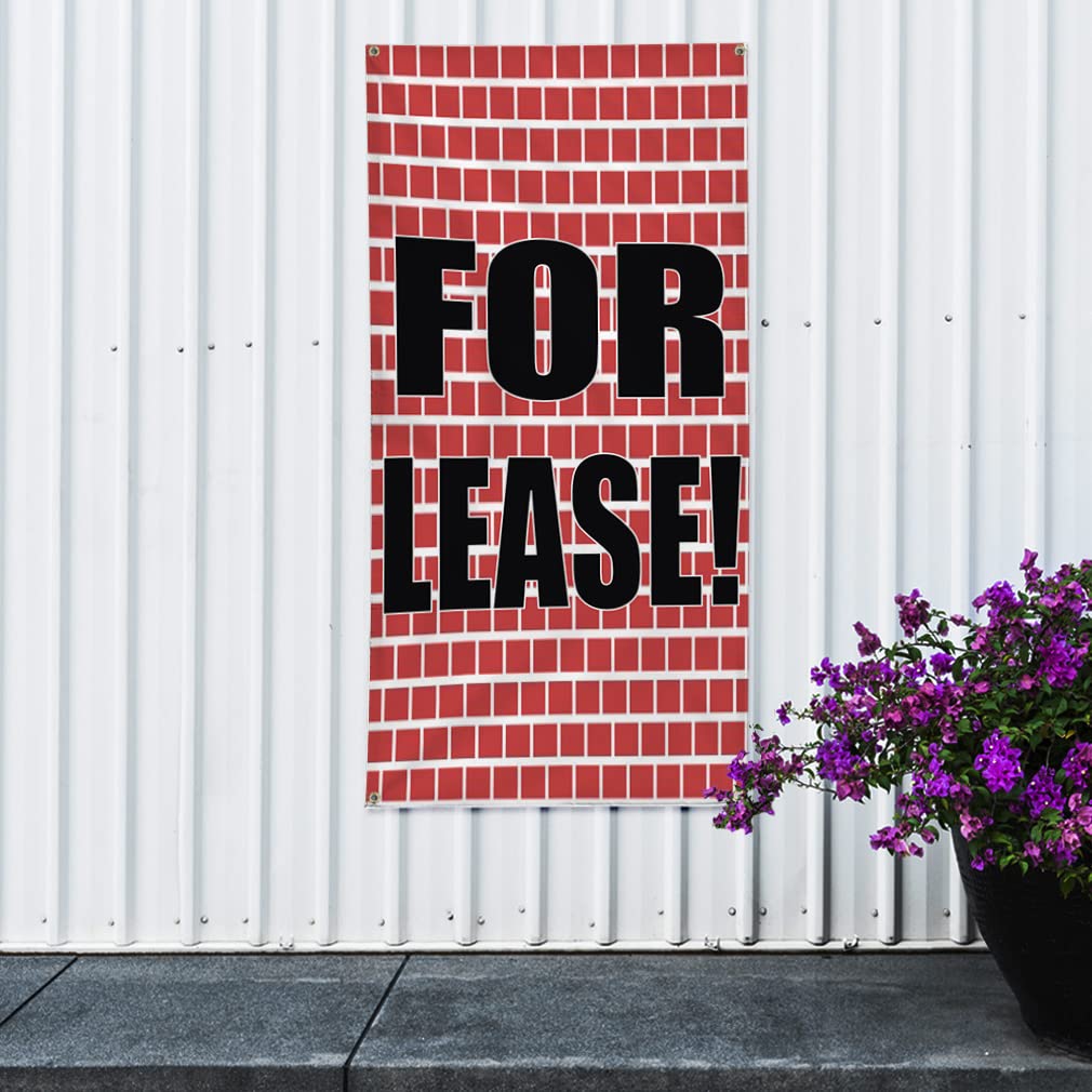 Vertical Vinyl Banner - Durable Weatherproof Outdoor Sign (144x60 Inches) with 10 Grommets - Lease Pattern Blue for Business, Industrial & Yard Use - Perfect for Storefronts, Construction Sites & Event Advertising
