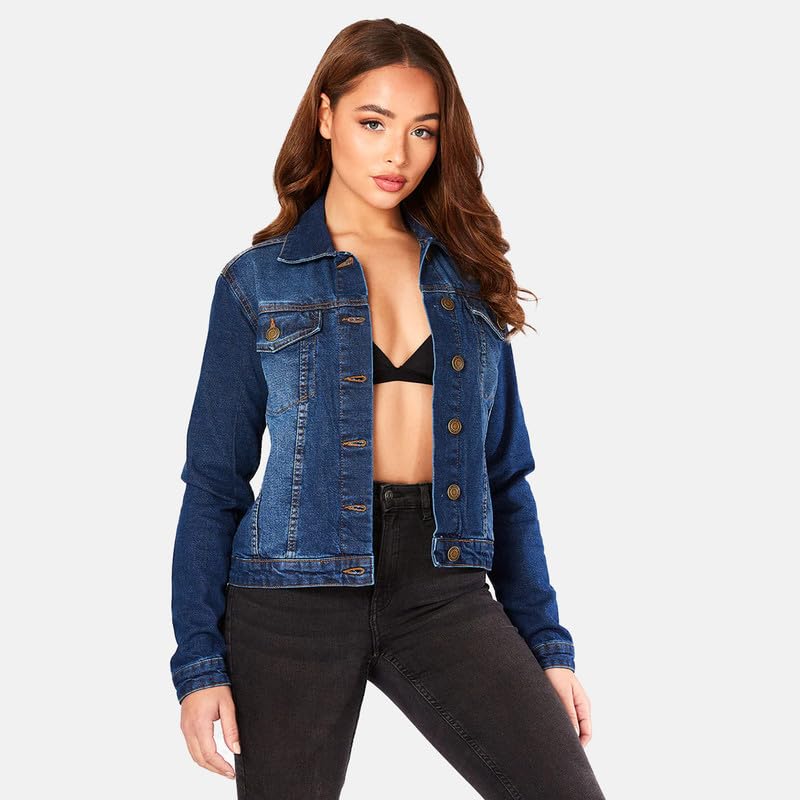 Women's Denim Jacket - 100% Cotton Jean Jacket in Regular & Plus Sizes with Adjustable Waist - Lightweight Summer Jacket for Casual Outfits, Outdoor Activities & Travel