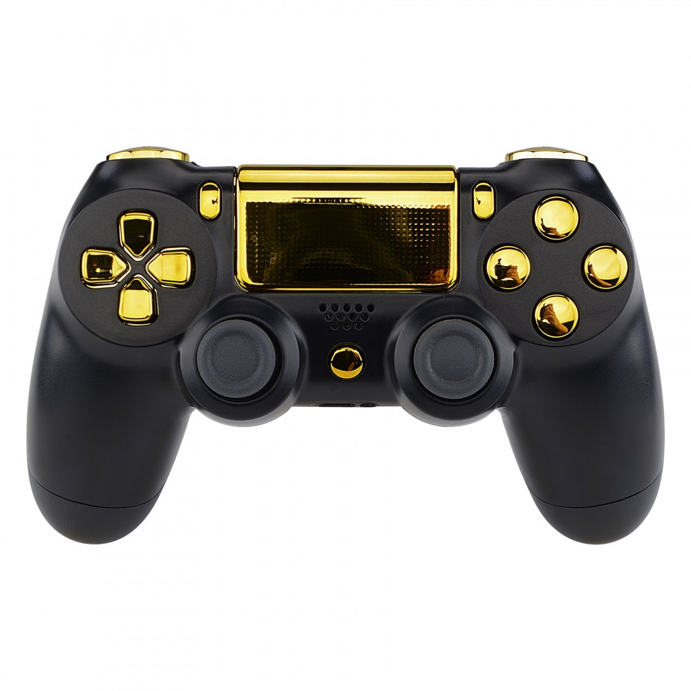 eXtremeRate Chrome Gold Replacement Buttons Kit for PS4 Slim/Pro Controller - D-Pad, Triggers (R1 L1 R2 L2), Touchpad, Action, Home, Share Buttons with Tools | Gaming Accessories for Enhanced Playstation 4 Experience