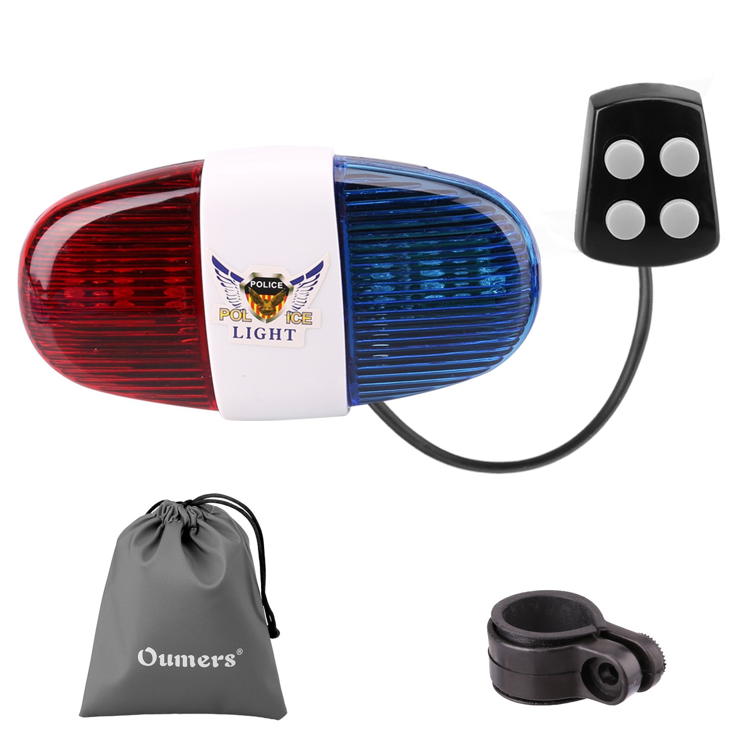 Oumers Bike LED Horn Siren with 6 Lights & 4 Sounds - Waterproof Cycling Safety for Night Rides