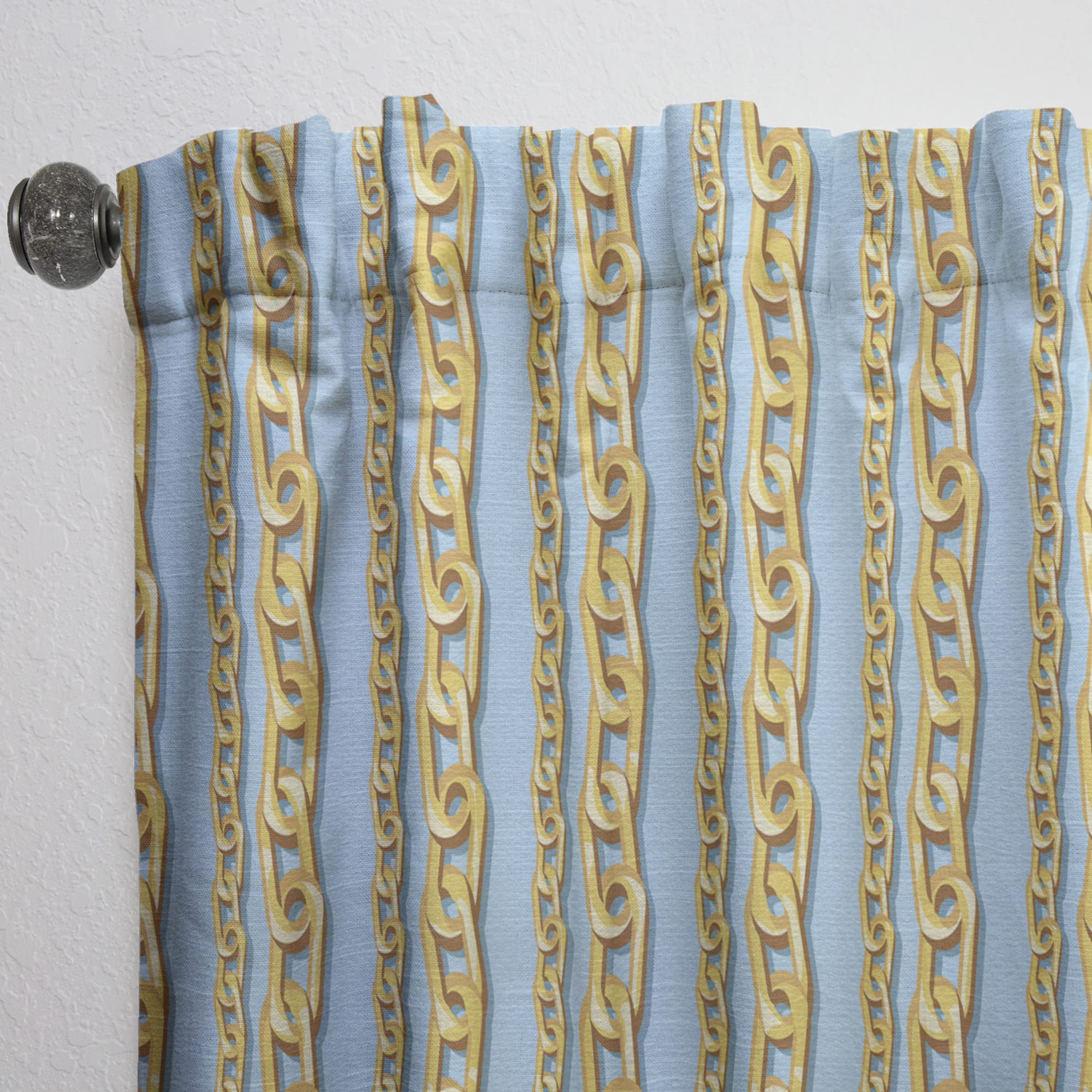 DesignQ Gold Chain Pattern Thermal Insulated Curtains - Single Panel 52x95 Inches - Elegant Window Treatments for Bedroom & Living Room | Perfect for Home Decor, Light Blocking & Energy Saving