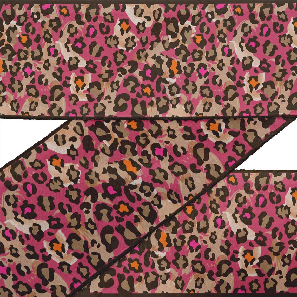 Pink Leopard Print Dupion Fabric Ribbon Trim - 9 Yards, 3 Inch Wide for Sewing & Crafting | DIY Accessories for Clothing, Home Decor, Gift Wrapping & Costume Design