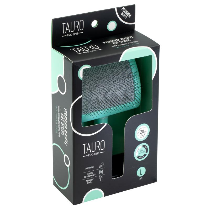 Tauro Pro Line Plastic Brush - Mint Green, Thin & Hard Bristles, Large Size 6.9x4.2x2.4 Inches - Perfect for Pet Grooming, Makeup Application & Detailing Cars