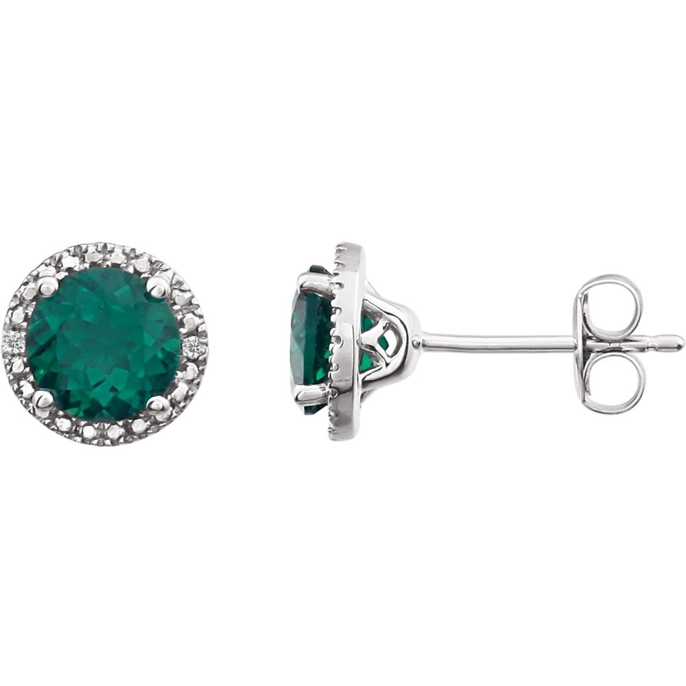 925 Sterling Silver Emerald Earrings with .01 Dwt Diamonds - Elegant Jewelry Gifts for Women, Perfect for Weddings, Anniversaries & Special Occasions