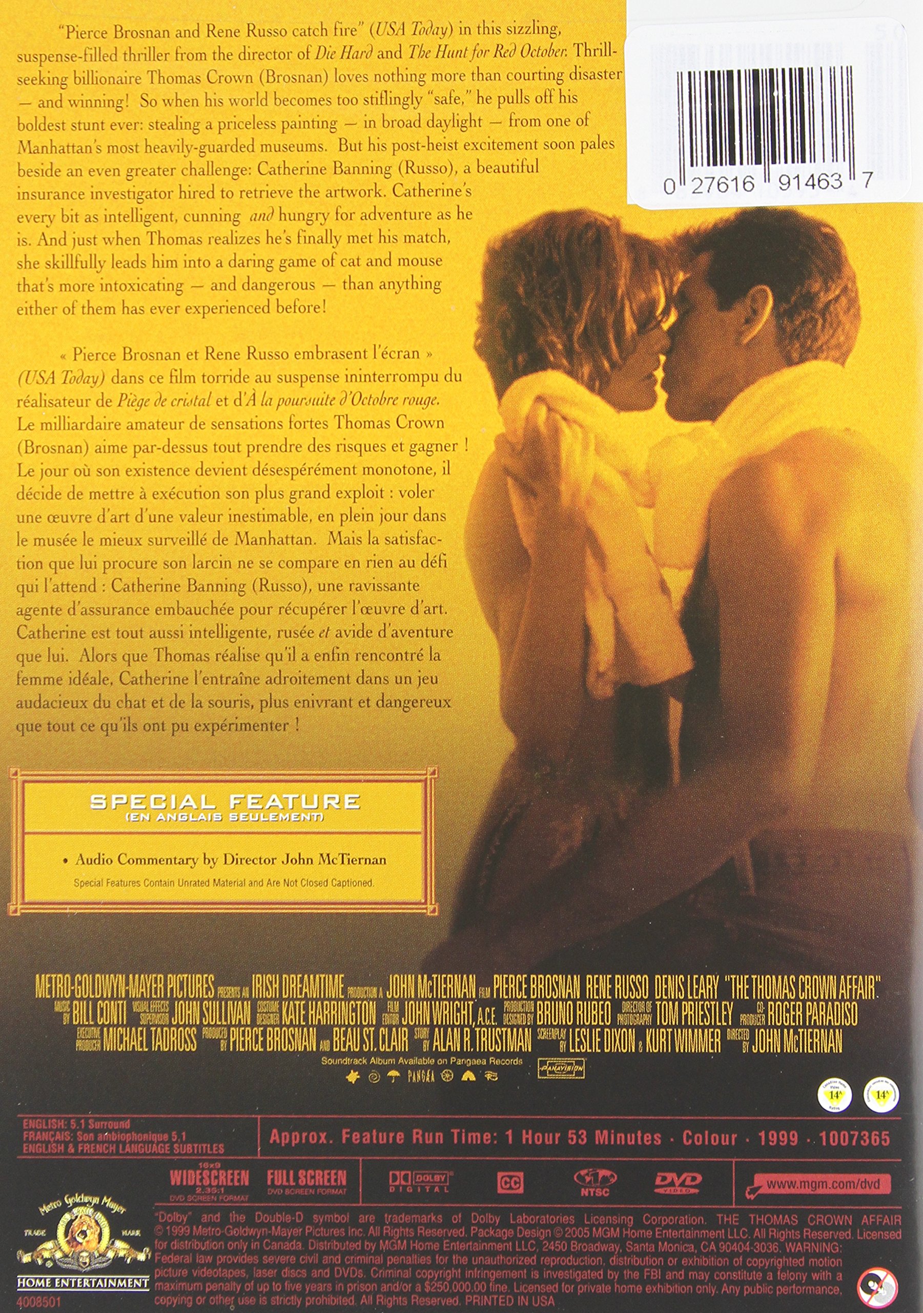 Thomas Crown Affair (1999) - Classic Crime Romance Movie Starring Pierce Brosnan & Rene Russo | Perfect for Date Nights & Film Noir Enthusiasts