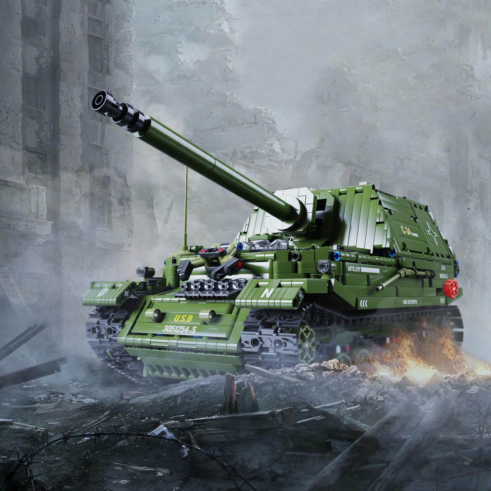 JMBricklayer Military Tank Destroyer Building Kit - 2,436-Piece WW2 Army Battle Truck Model Set for Adults & Teens | Historical Collection Display | Perfect for War History Enthusiasts & DIY Builders | Great Gift for Birthday & Christmas