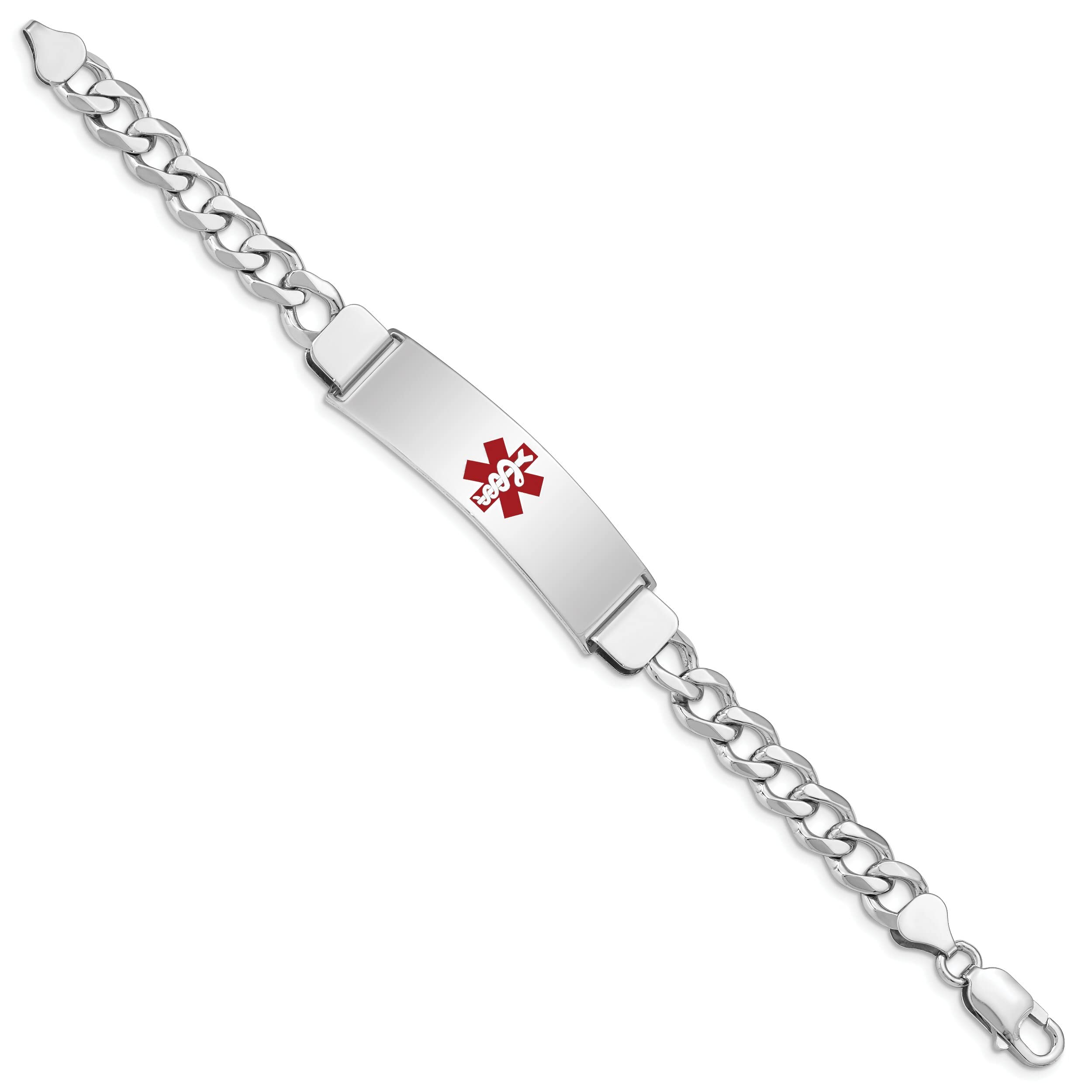 FindingKing Sterling Silver Curb Medical ID Bracelet 8