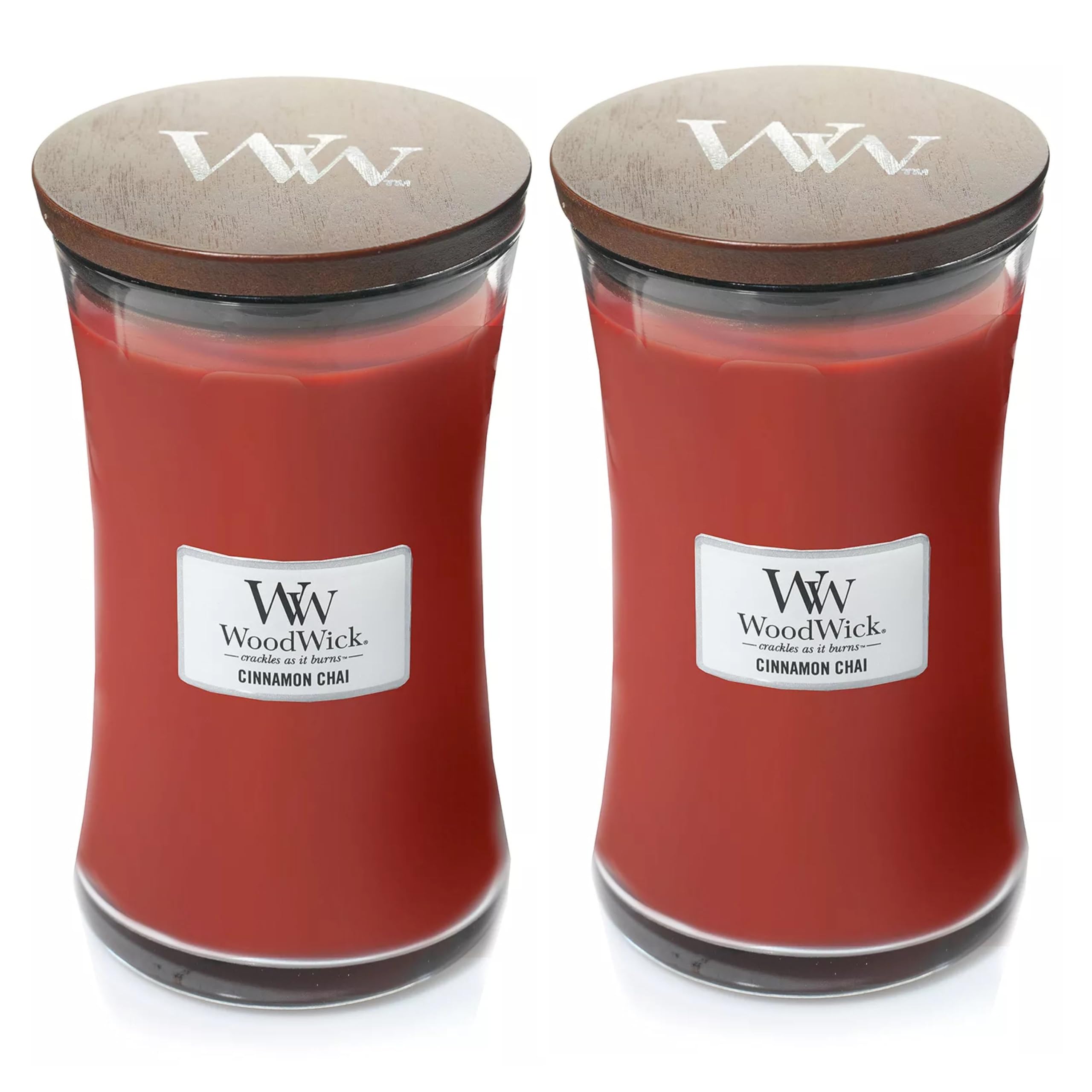 WoodWick Large Cinnamon Chai Scented Candle in Glass Jar - 21.5 Oz (Pack of 2) - Perfect for Home Decor, Relaxation & Aromatherapy