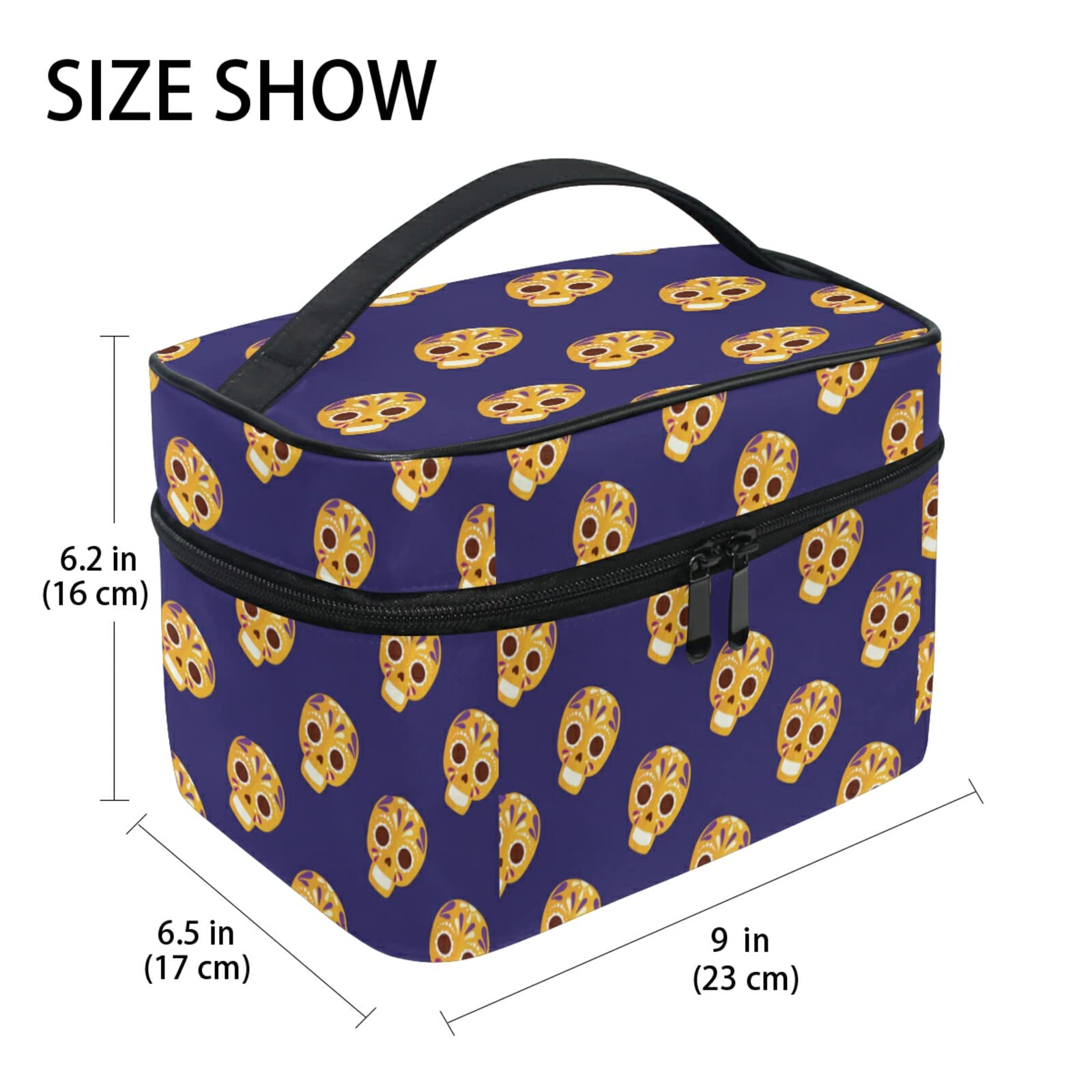 Stylish Mexican Sugar Skull Makeup Bag for Women - Waterproof Cosmetic & Toiletry Travel Organizer - Perfect for Travel, Gym, and Daily Beauty Essentials Storage