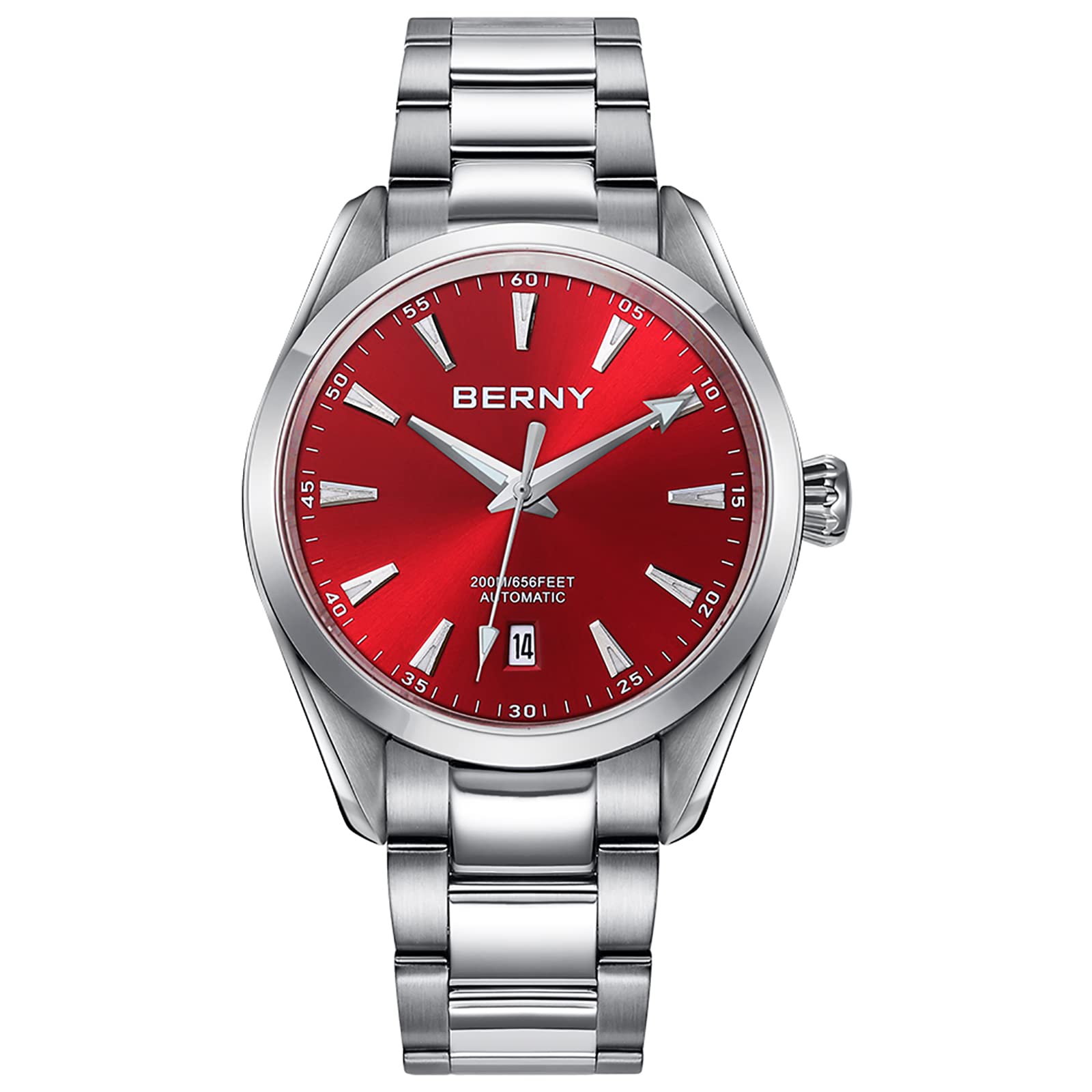 BERNY Automatic Men's Watch NH35 Movement - Waterproof Stainless Steel for Diving & Business