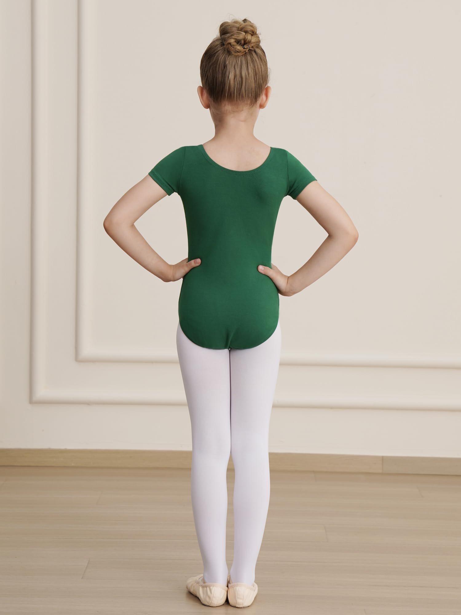 WEGETIT Girls Gymnastics Leotards - Classic Ballet Short Sleeve Dancewear for Kids - Perfect for Ballet, Gymnastics & Dance Classes