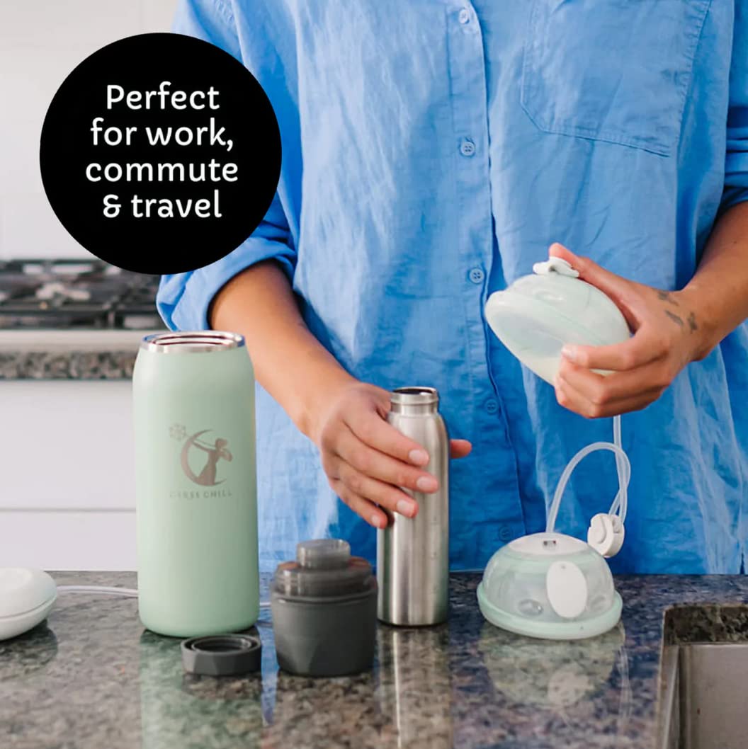 CERES CHILL Breastmilk Chiller - Reusable Milk Storage Container for Breastfeeding Moms | Keeps Breastmilk Fresh & Safe Up to 20 Hours | Compatible with All Major Breast Pumps | Perfect for Travel, Work & On-the-Go Moms (1 Chiller, Bright White)