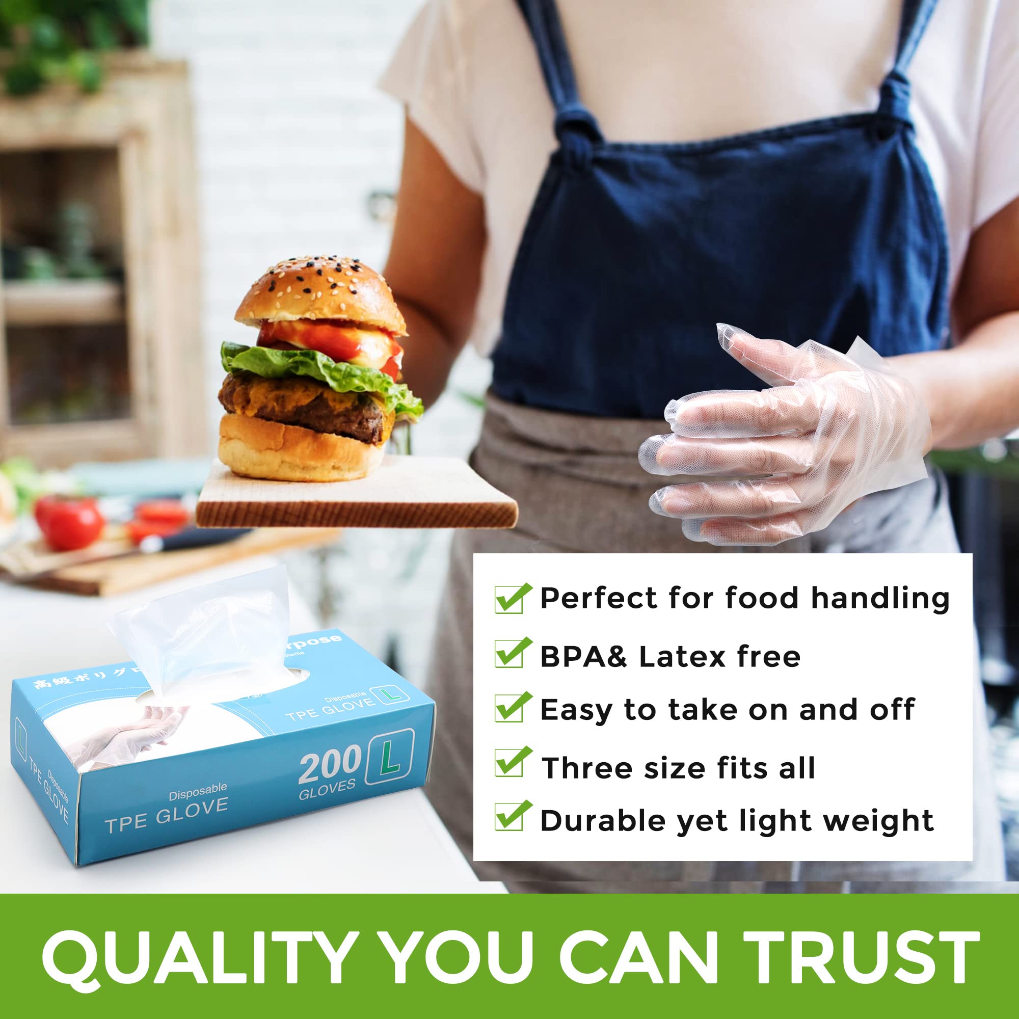 POPMISOLER 6000Pcs Disposable TPE Gloves - Food Safe, Latex-Free, Large Size, Transparent - Perfect for Kitchen Cooking, Food Handling, Cleaning & Hygiene Protection