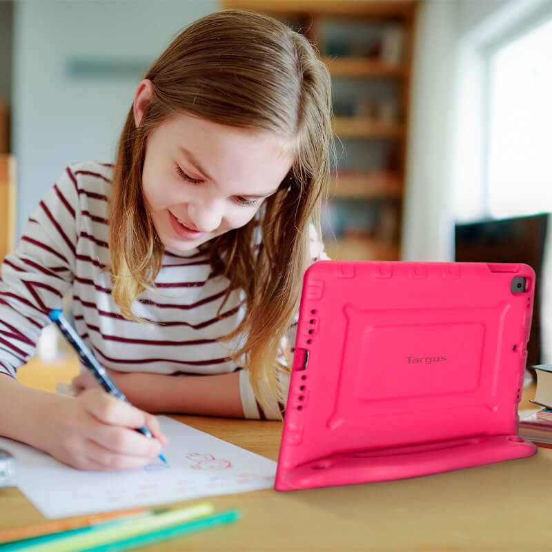 Targus Antimicrobial iPad Folio Case for Kids - Pink | Protective Cover for School, Travel & Daily Use
