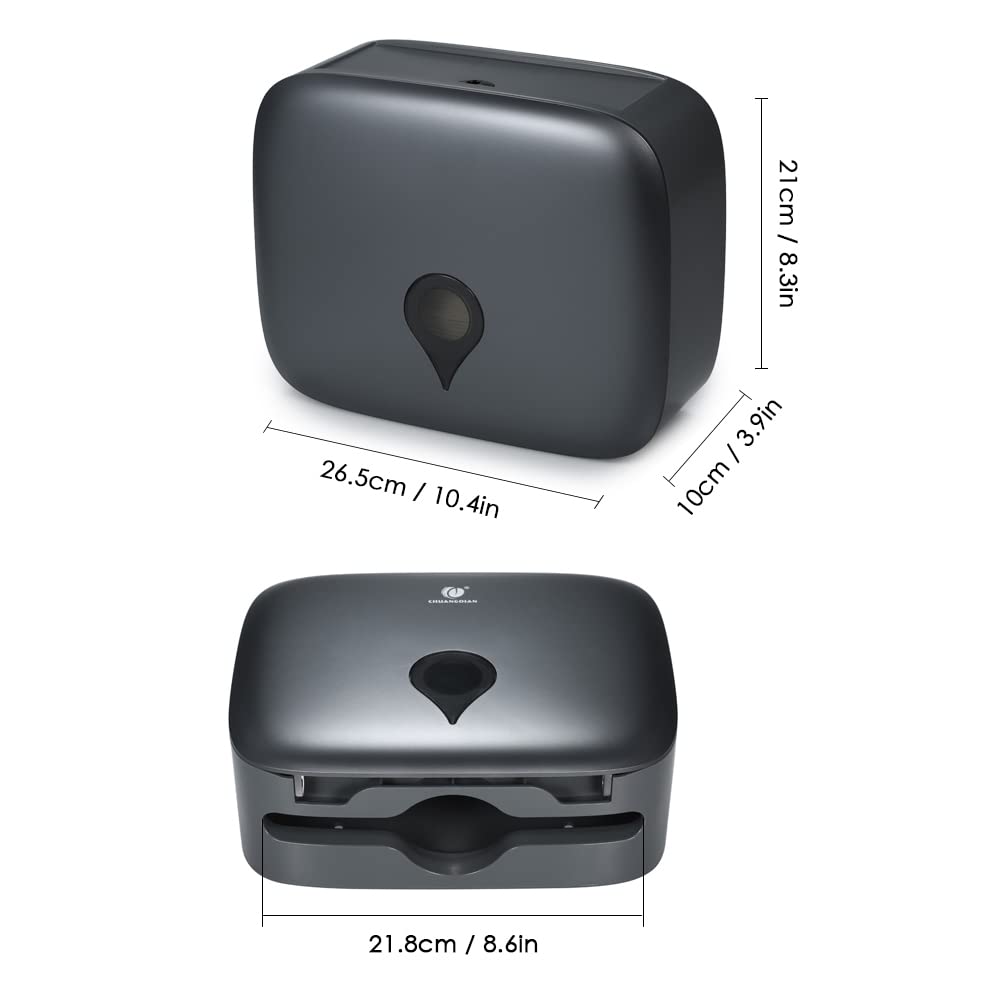 Kavolet No Drill Wall Mounted C-Fold Hand Towel & Toilet Paper Dispenser - Grey | Commercial Bathroom Tissue Holder for Hotels, Restaurants & Food Service Facilities