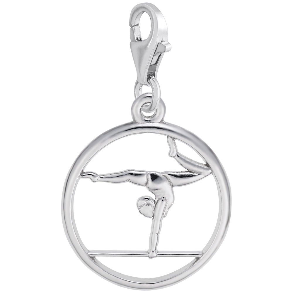 Gymnast Charm with Lobster Clasp - Sterling Silver Jewelry Charm for Bracelets & Necklaces - Perfect for Sports Lovers, Gymnastics Gifts & Everyday Wear