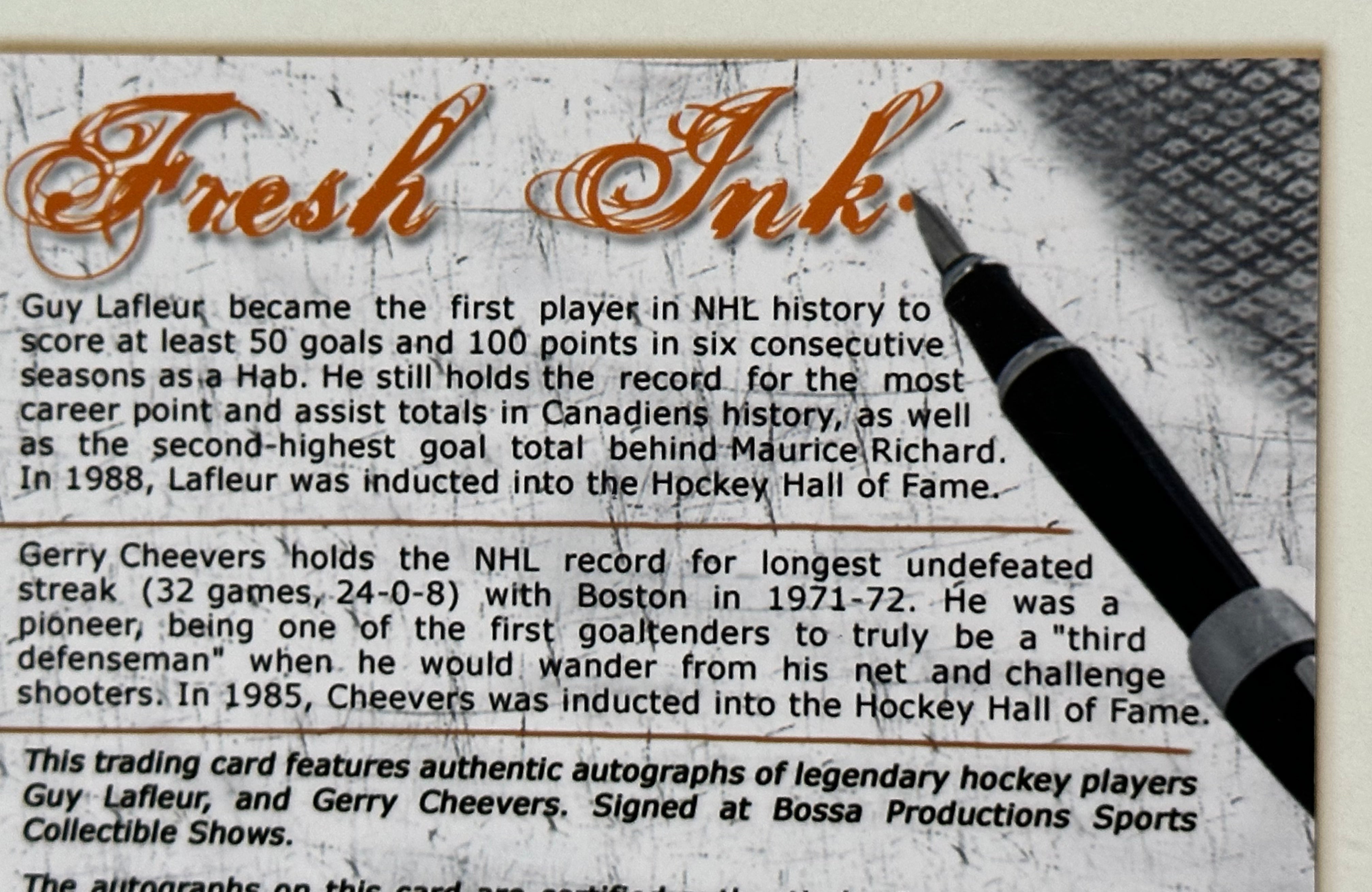 Rare Guy LaFleur & Gerry Cheevers Dual Autograph Hockey Legends Card #15/25 - Limited Edition Collectible for NHL Memorabilia Fans & Sports Card Investors