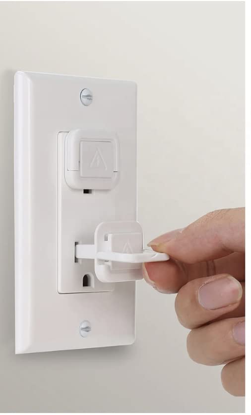 30 Pack Baby Proofing Outlet Covers - Child Safety Socket Plugs for Electrical Outlets - White Square Outlet Protectors with Hidden Handle - Toddler & Home Safety Essentials for Nursery, Living Room & Kitchen