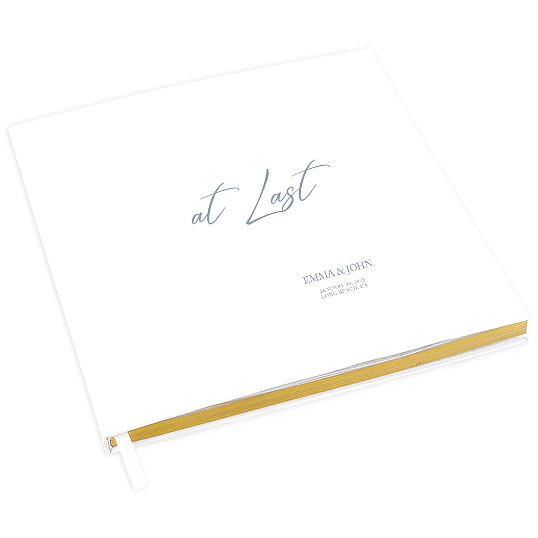 Personalized Wedding Guest Book with Gold Foil Accents - Dusty Blue & White Guest Sign-In Registry, 120 Pages, 8.5x8.5 Inches - Perfect for DIY Wedding Memories, Scrapbooking & Photo Album Keepsakes | Great for Bridal Showers, Anniversary Gifts & Reception Decor