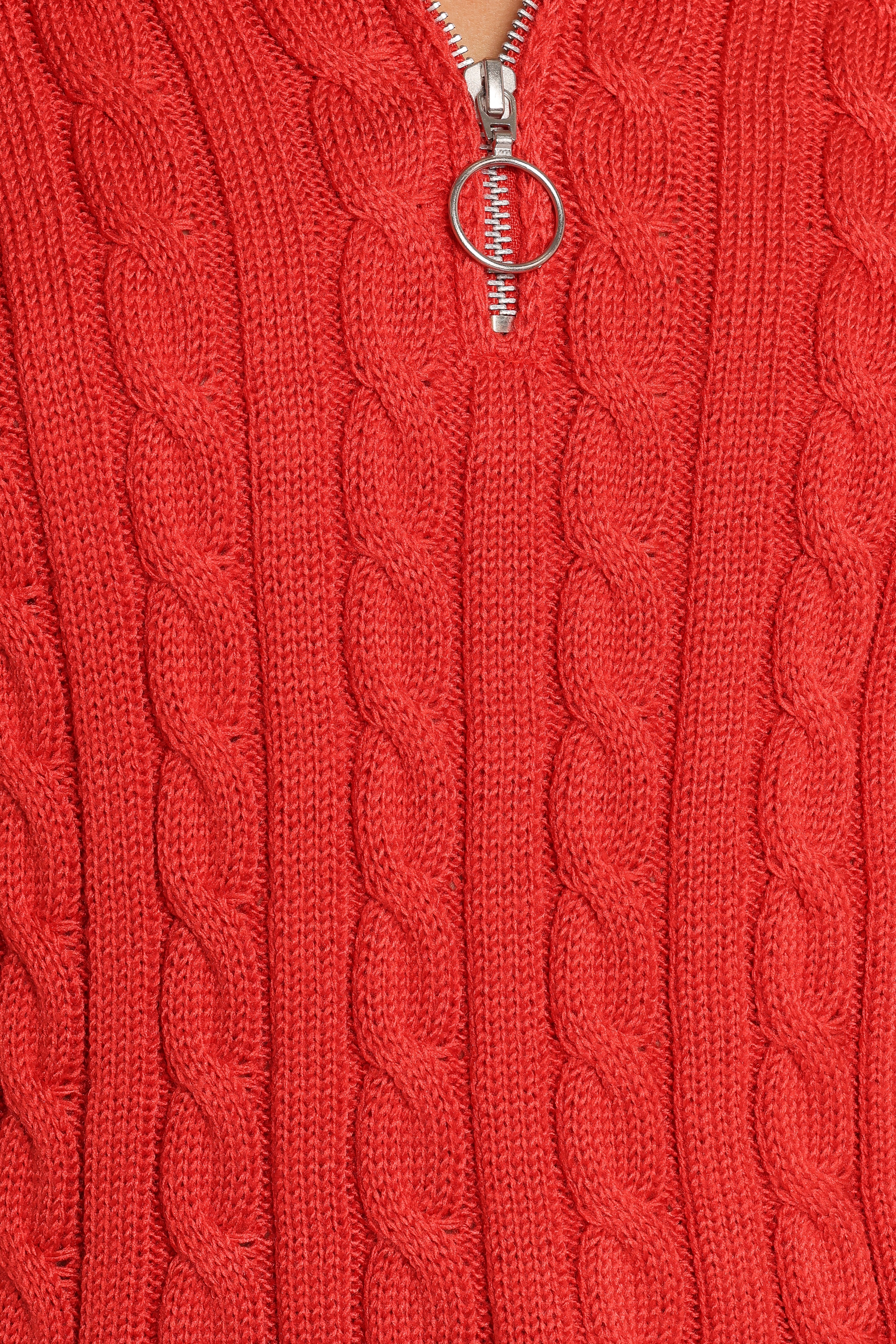 Frida Quarter Zip Knit Sweater for Women - Soft Red Pullover with Half-Zip Collar - Cozy Winter Layering & Casual Outfit Essential