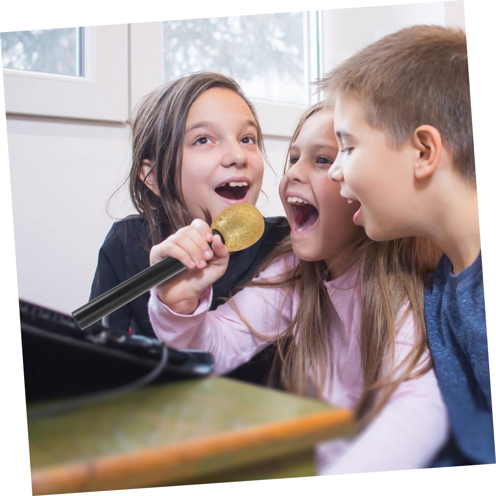 Alasum 10-Piece Fake Microphone Toy Set for Kids - Plastic Retro Simulation Microphone, Inflatable Costume Prop for Pretend Play, Singing, and Dress-Up Fun