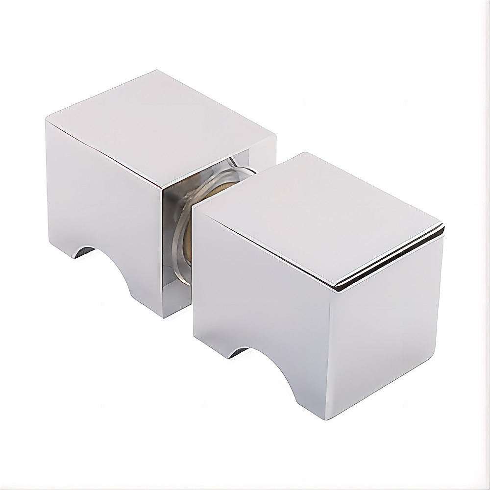 120cm Frameless Shower Screen with Chrome Brackets & Brass Hinges - Square Knob Handle - Wall to Wall Bathroom Glass Enclosure for Modern Home & Spa Settings