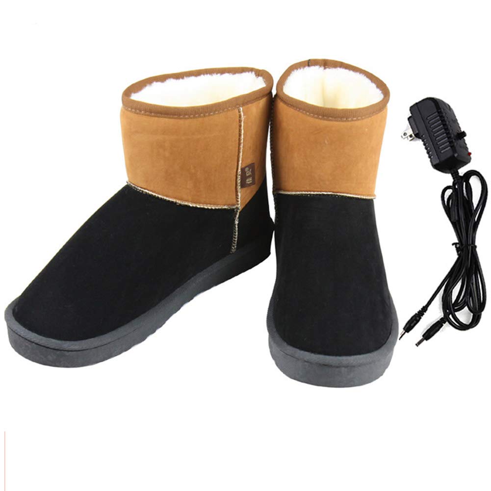 SETSCZY USB Rechargeable Electric Heated Slippers - Soft Plush Winter Foot Warmers for Men & Women, Black (Size 29) - Perfect for Indoor/Outdoor Use, Office, Home & Cold Weather Comfort