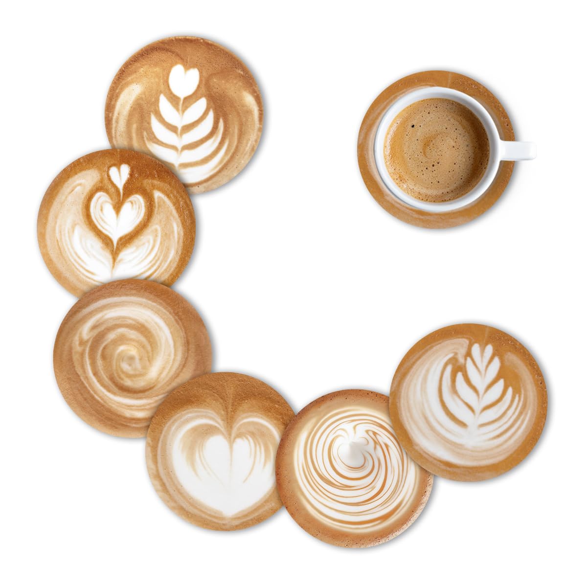 Premium Wooden Coasters Set of 6 - 3.5x3.5 Inch Absorbent & Durable for Coffee, Tea, Wine Glasses - Elegant Printed Designs for Home, Office, Restaurant Use - Brizberry Brizcoast Collection