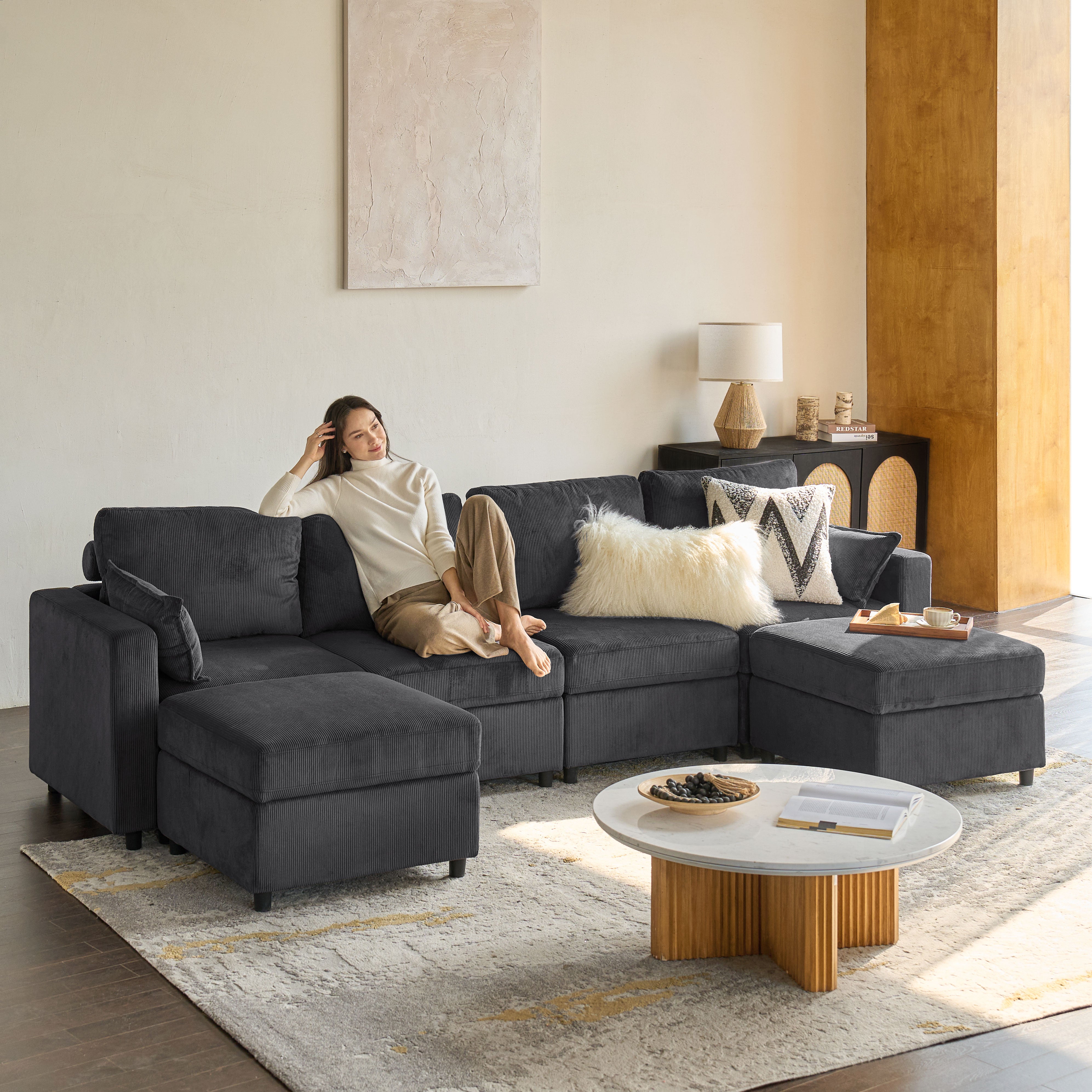 Amando Soft Storage Sectional Sofa - Modern L-Shaped Couch with Hidden Storage | Perfect for Small Spaces, Living Room & Apartment | Comfortable & Stylish Home Furniture