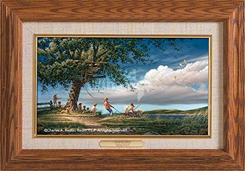 Spring Fever Framed Oak Master Stroke by Terry Redlin - Hand-Painted Landscape Art Print for Home & Office Decor - Perfect for Living Room, Bedroom, or Gift Giving