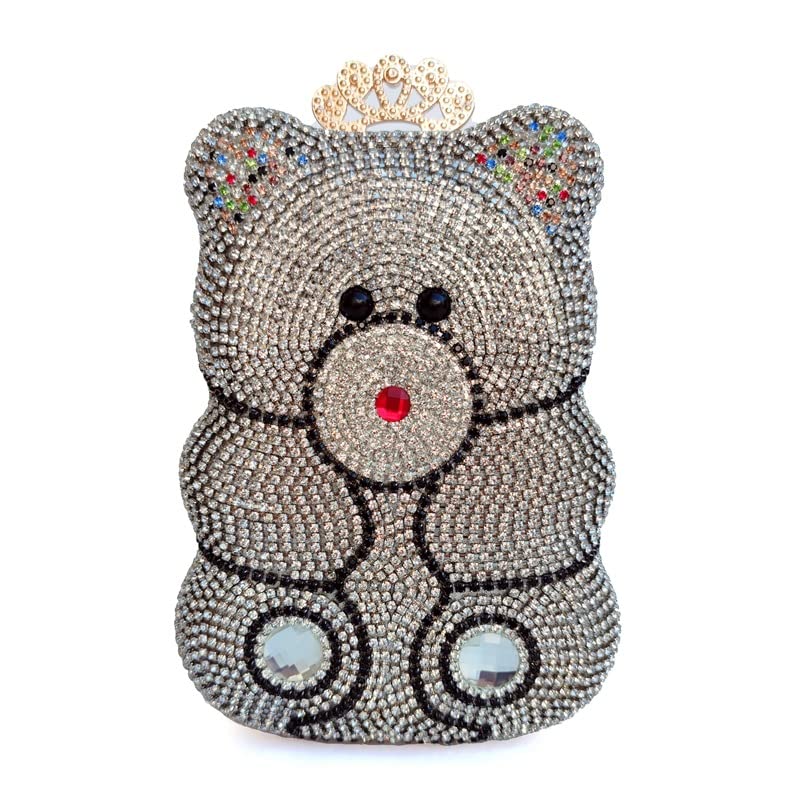 Sparkling Rhinestone Crystal Evening Clutch Purse with Bow - Elegant Women's Bear Design Prom Handbag for Party, Wedding & Special Occasions | Perfect for Formal Events, Date Nights & Bridal Accessories