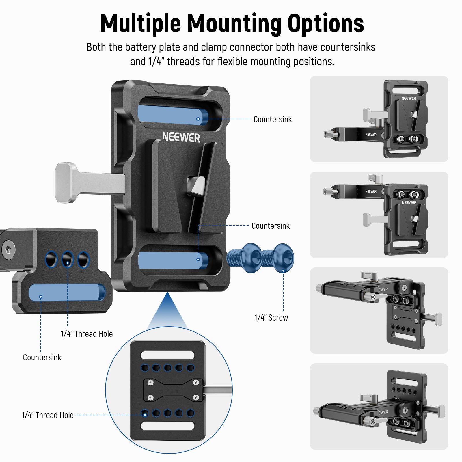 NEEWER PS007 V Mount V Lock Battery Plate for Camera & Video Equipment - Compatible with DSLR, Mirrorless, and Cinema Cameras - Perfect for On-the-Go Filmmaking and Photography