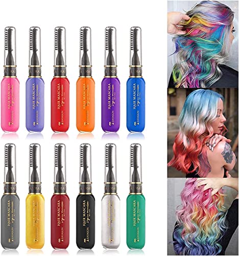 Professional Disposable Temporary Hair Color Chalk Comb Set - Instant Hair Highlights & Streaks Mascara for Parties, Halloween & Cosplay (Style A)