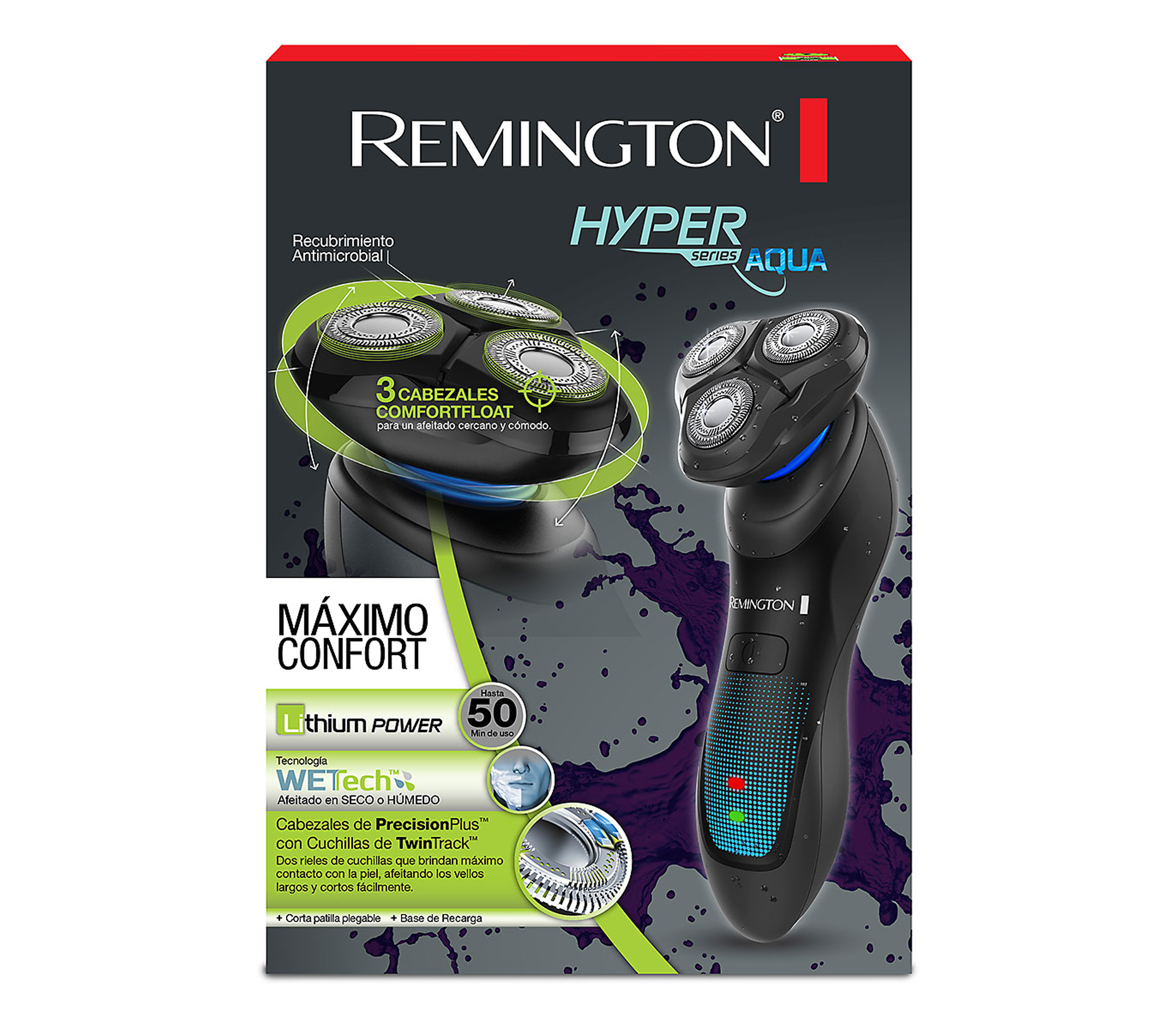 Remington HyperFlex Aqua Rotary Shaver - Wet & Dry Electric Razor for Men with Flexing Head - Perfect for Travel, Gym & Everyday Shaving