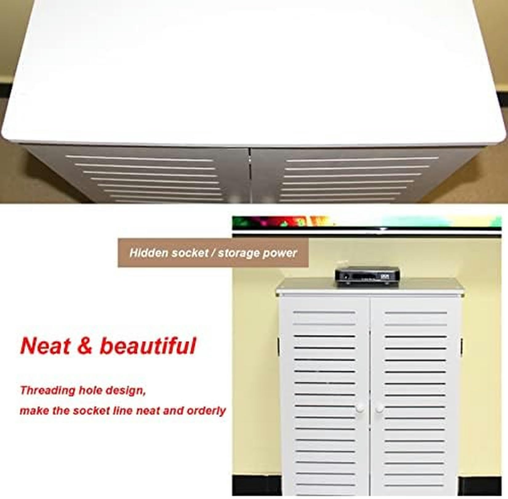 Wall-Mounted Router Storage Cabinet - 50x25x80cm WiFi Modem Organizer with Shelf for Set-Top Box | Home Office & Living Room Cable Management Solution